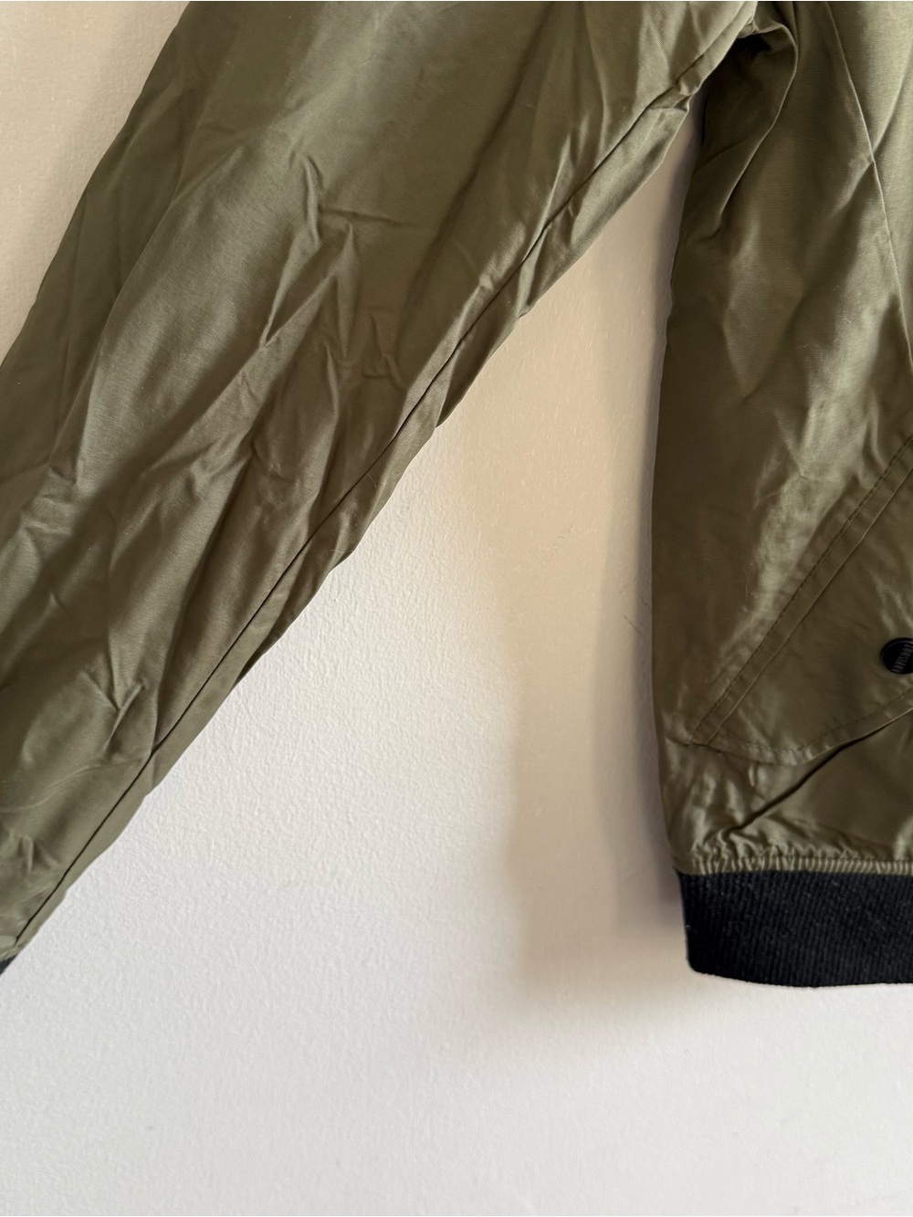 Olive Green Bomber Jacket Coat with Black Trim Men Size M - Picture 4 of 14